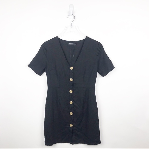 NWOT Nasty Gal Collection Black Button Up Dress 4 - Picture 1 of 5